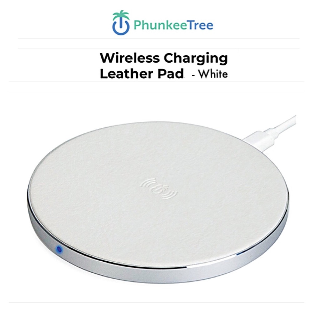 NORDSTROM / PHUNKEETREE Wireless White Leather Charging Pad, Cable QI Technology